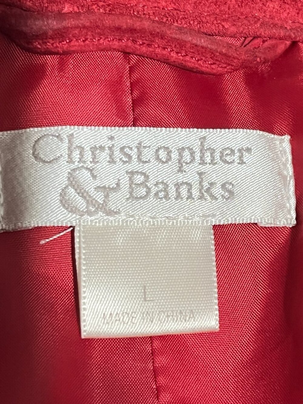 Christopher Banks Womens Suede Washable Pig Leather Jacket L Red Snap Western - Picture 5 of 11